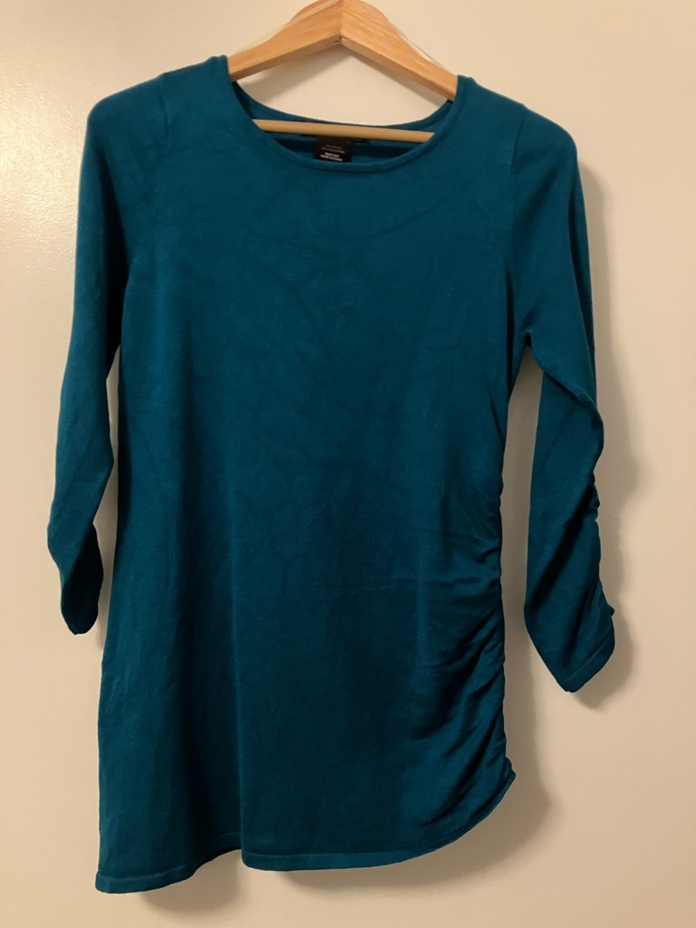 Teal Knit Tunic-Length Sweater